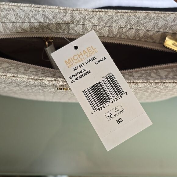 Michael Kors Jet Set Travel Large Logo Messenger Bag Vanilla - Picture 5 of 6